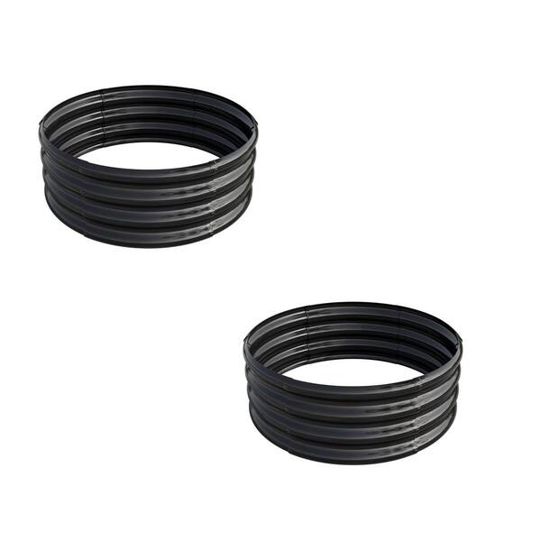 47 in. L x 47 in. W x 11 in. H Black Metal Tall Round Raised Garden Bed (Set of 2)
