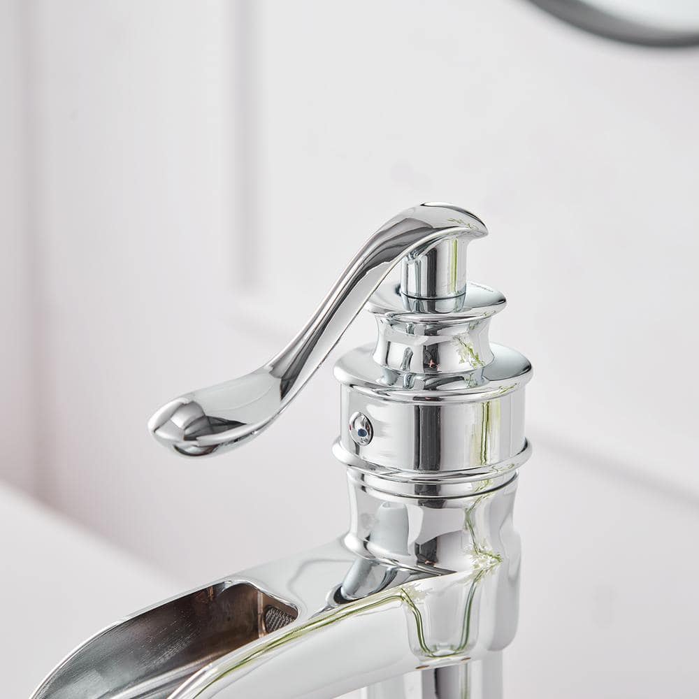 Polished Chrome Single-Handle Waterfall Vessel Bathroom Faucet