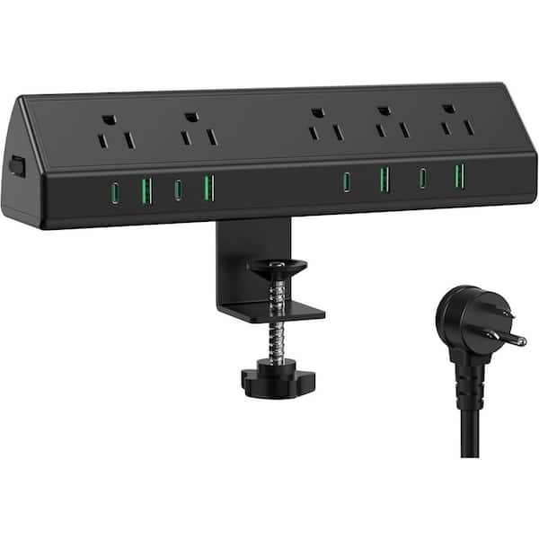 45W Black Desk Clamp Surge Protector Power Strip with 8 Outlet, 4 USB-C and4 USB-A, 1875W for Home Office Desk