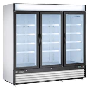81 in. 72 cu. ft 3-Door Merchandiser Freezerless Refrigerator, Free Standing, Stainless Steel and Black