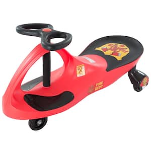Firetruck Wiggle Car Ride-On Toy with No Batteries, Gears, or Pedals Just Twist, Wiggle, and Go - Red/Black