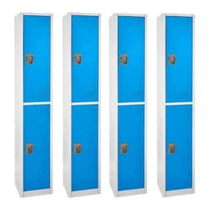 629-Series 72 in. H 2-Tier Steel Key Lock Storage Locker Free Standing Cabinets for Home, School, Gym, Blue (4-Pack)