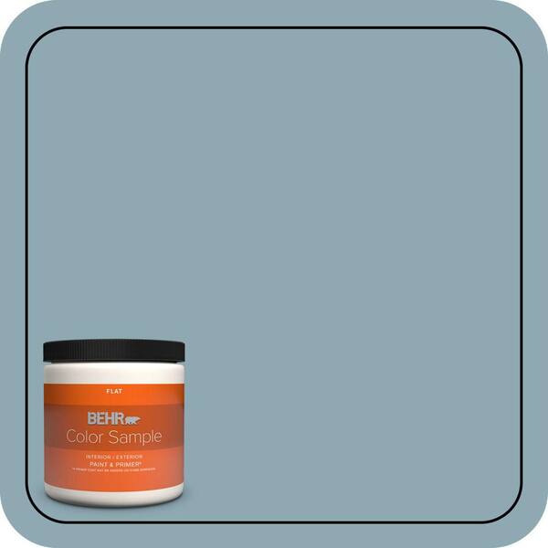 BEHR PREMIUM PLUS 8 oz. #530F-4 Newport Blue Flat Interior/Exterior Paint & Primer Color Sample