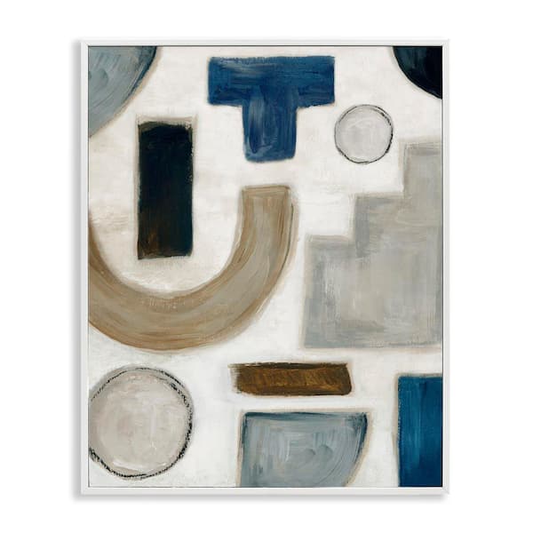 Stupell Industries Natural Tone Shapes by Emma Peal White Framed Abstract Giclee Art Print 30 in. x 24 in.