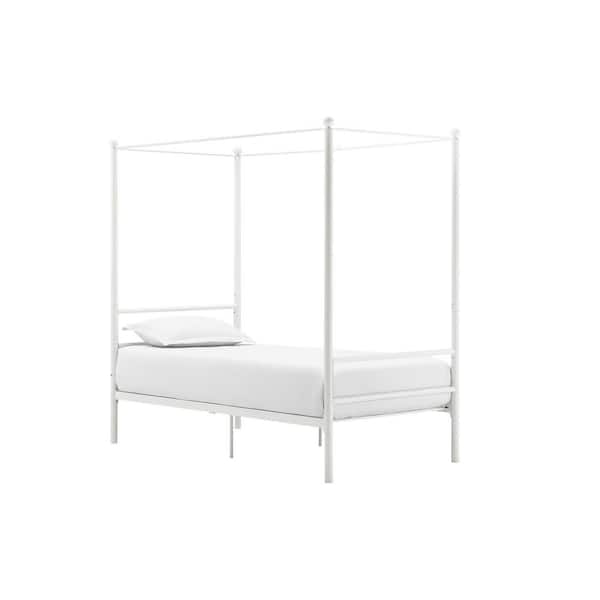 Dhp Kora White Metal Frame Twin Canopy Bed De64701 The Home Depot