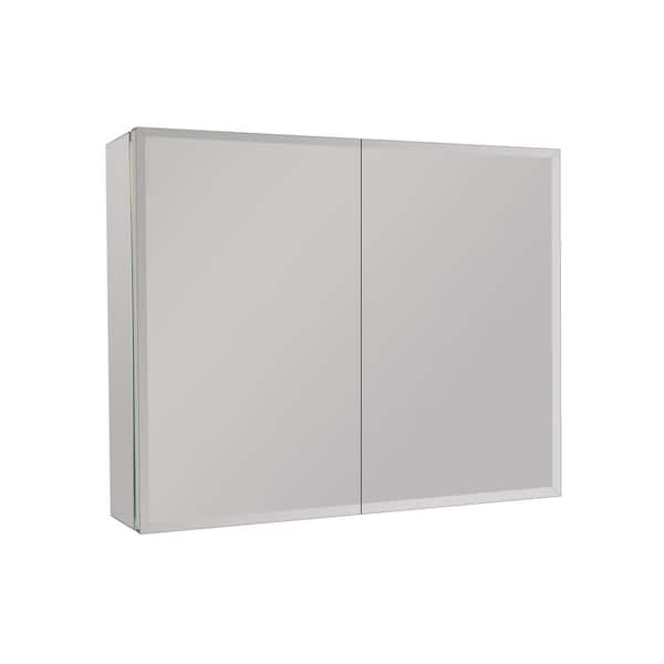 Xspracer Victoria 30 in. W x 26 in. H Large Rectangular Silver Aluminum Recessed/Surface Mount Medicine Cabinet with Mirror