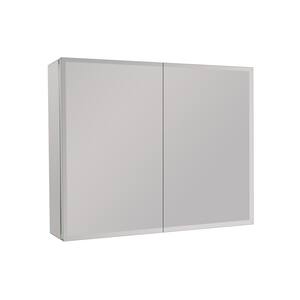 30 in. W x 26 in. H Medium Rectangular Silver Frameless Recessed/Surface Mount Bi-View Medicine Cabinet with Mirror
