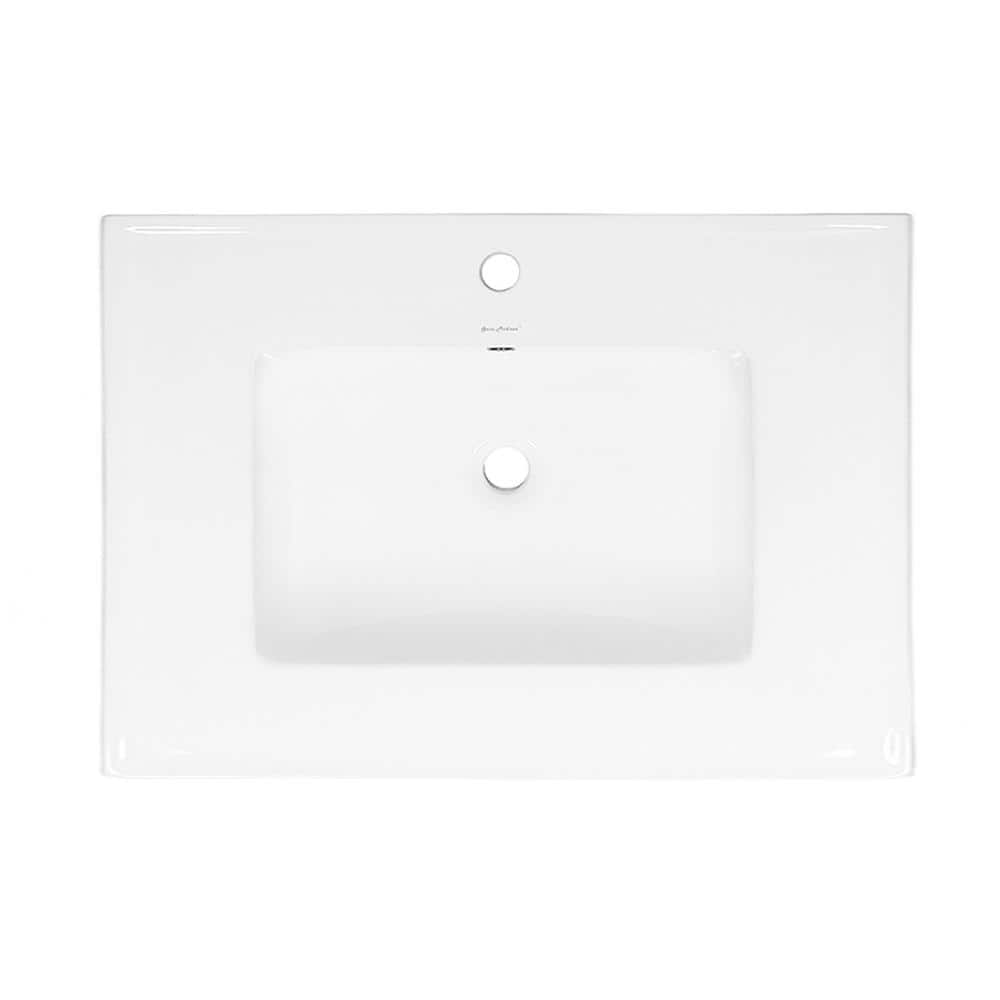 30" White Ceramic Vanity Sink Top