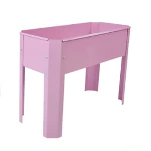 24 in. L x 17.5 in. W x 10.5 in. H Pink Metal Elevated Garden Bed (2-Pieces)