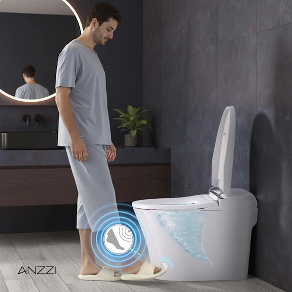 ANZZI ENVO Juno Elongated 1.28GPF Smart Bidet Toilet in White w