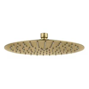 1-Spray Pattern with 1.8 GPM 12 in. Wall Mount Rain Fixed Shower Head High Pressure Round Showerhead in Brushed Gold