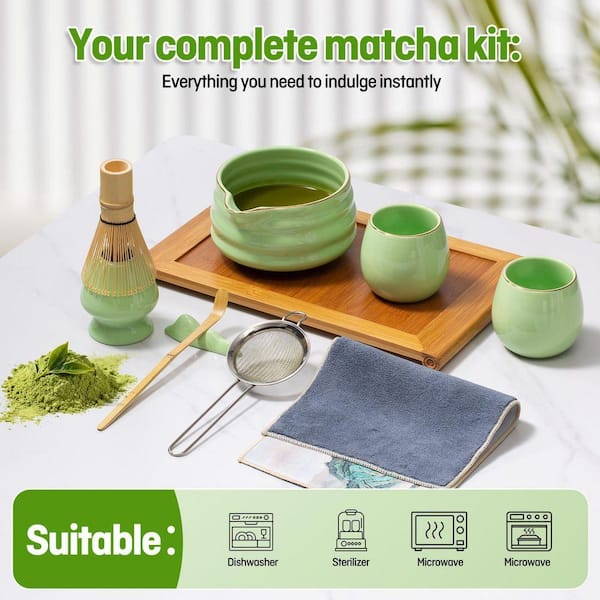 JFVKAF Japanese Style Ceramic Matcha Set 9 Piece Kit with Bowl 2