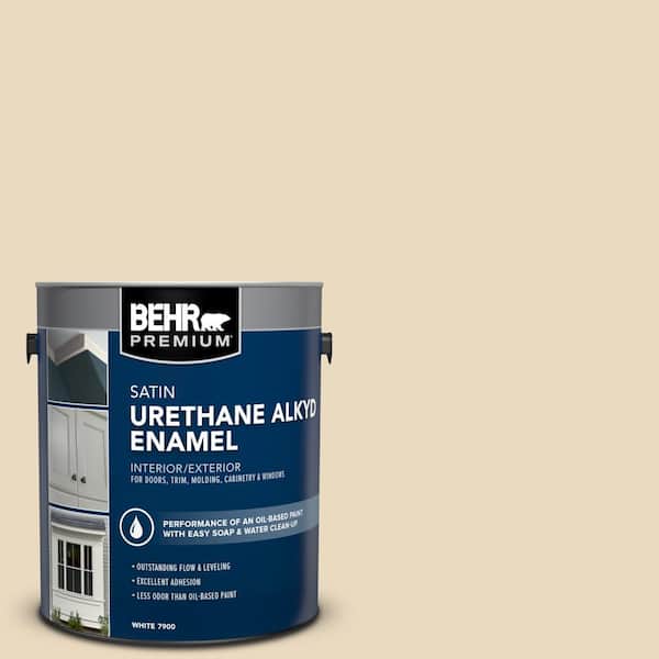 BEHR PREMIUM 1 gal. #AE-26 True Beige Urethane Alkyd Satin Enamel Interior/Exterior Paint