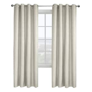 Ethan White Polyester Textured 52 in. W x 108 in. L Grommet Indoor Blackout Curtain (Single Panel)