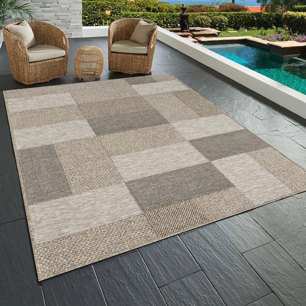 Odette 5 ft. x 7 ft. Tan/Brown Geometric Indoor/Outdoor Area Rug