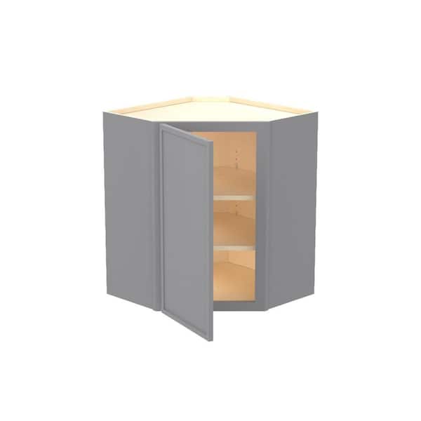Franklin 24 in. W x 12 in. D x 30 in. H Assembled Plywood Wall Corner Kitchen Cabinet in Veiled Gray with Soft Close