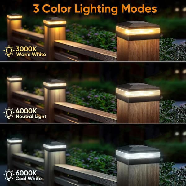 Afoxsos 12 Pack Solar Post Cap Lights Outdoor 3 Color Modes 72 LEDs ...
