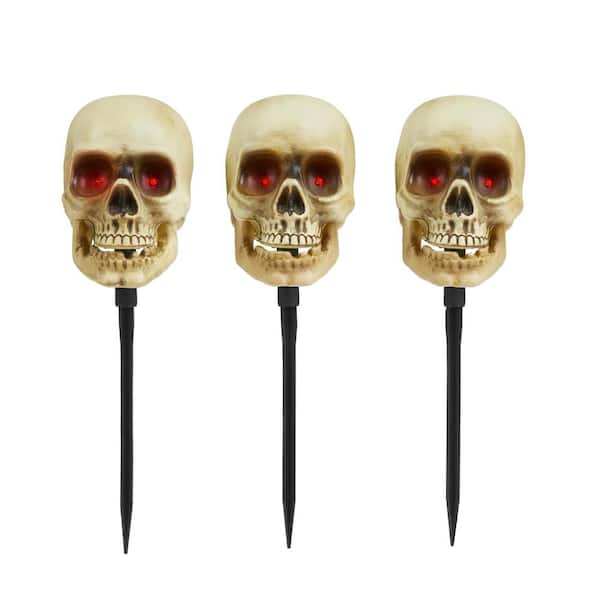 Photo 1 of 15.7 in. Animated LED Skeleton Halloween Pathway Markers (3-Pack) PREVIOUSLY OPENED