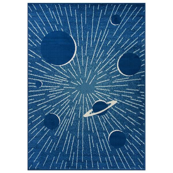 World Rug Gallery Starry Skies Galaxy Blue 7 ft. 10 in. x 10 ft. Area Rug