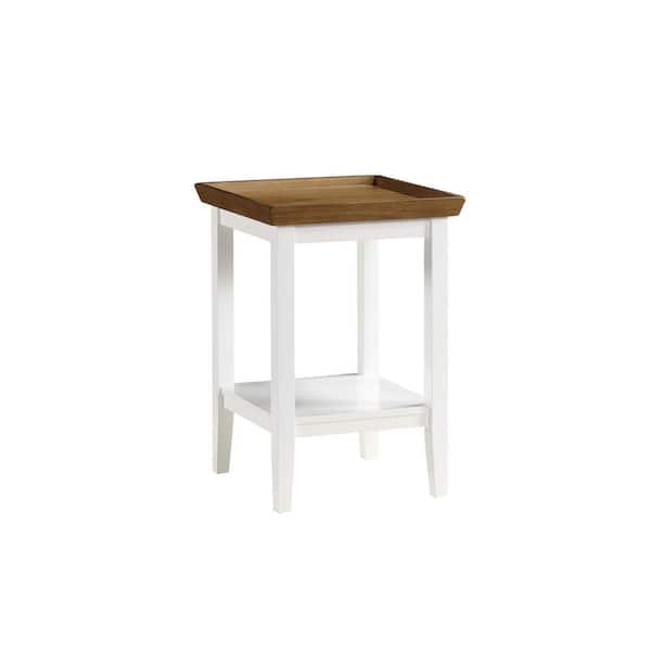 Convenience Concepts Ledgewood 18 in. Driftwood/White 26 in. Square Wood End Table with Shelf