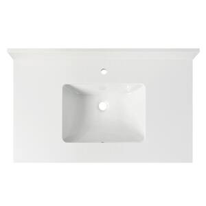 37 in. W x 22 in. D Quartz Vanity Top in Morning Frost with Single Sink