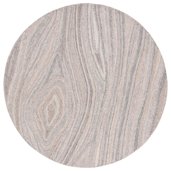 SAFAVIEH Abstract Beige/Gray 6 ft. x 6 ft. Abstract Striped Round Area Rug