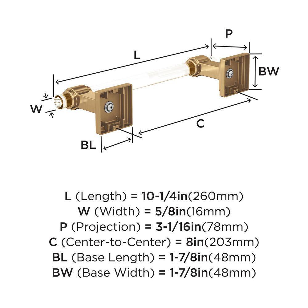8 Inch Clear and Champagne Bronze Wall Mounted Towel Bar