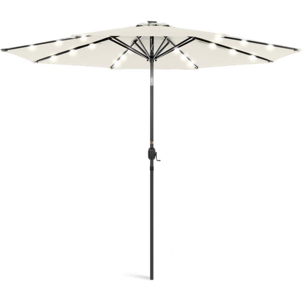 10 ft. Steel Market Solar Tilt Patio Umbrella in Ivory