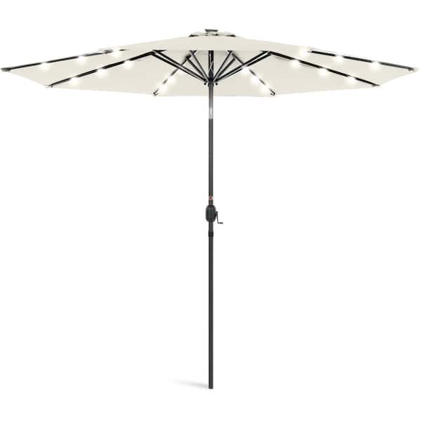 Unbranded 10 ft. Steel Market Solar Tilt Patio Umbrella in Ivory