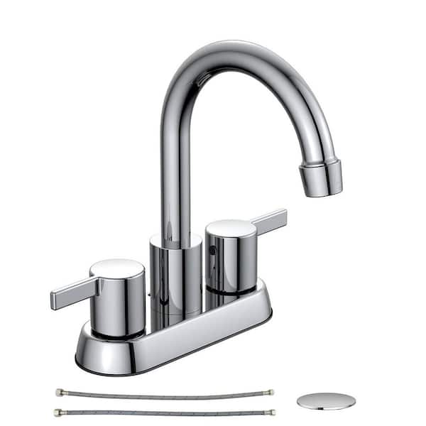 Glacier Bay Garrick 4 in. Centerset 2-Handle High-Arc Bathroom Faucet in Chrome