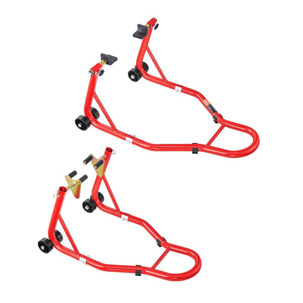 Motorcycle Stand Lift, Red, 850 lbs. Capacity, Front Rear Combo, Front Wheel Dual-Fork, Rear U+L Fork Swingarm Spool price history on PriceWatchPro