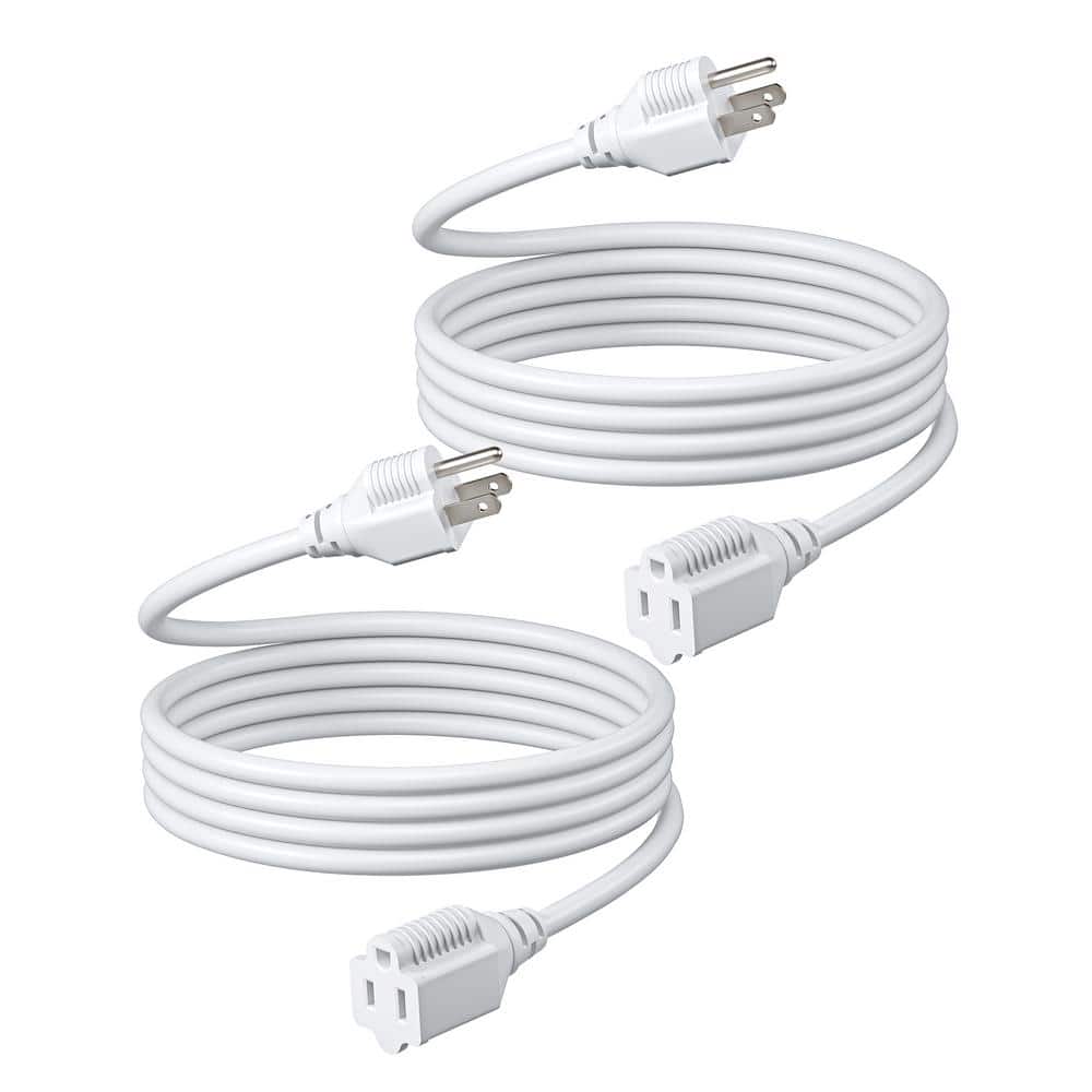 6 ft. 16/3 AWG SJTW Indoor/Outdoor Extension Cord with 3 Prong Grounded Outlets Plugs, 2-Pack, White price history on PriceWatchPro
