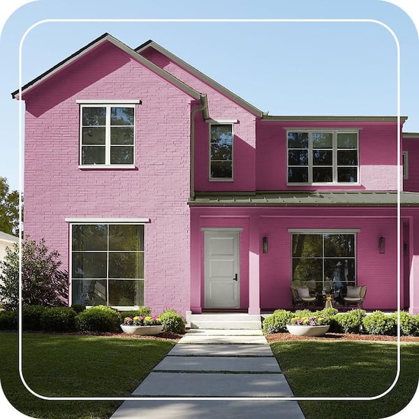 BEHR ULTRA 1 qt. #100B-7 Hot Pink Flat Exterior Paint & Primer