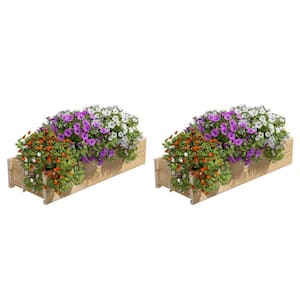 32 in. x 11 in. x 7 in. Cedar Wood Planter Box with Wall Mount Brackets (2-Pack)