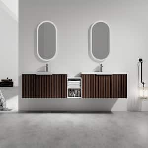 82.9 in. W x 18.1 in. D x 20.5 in. H Double Sink Floating Bath Vanity in Silver-Brown Stripe with White Resin Top