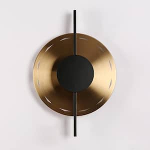 Callitropsis 1-Light Dimmable Integrated LED Black and Plating Brass Wall Sconce
