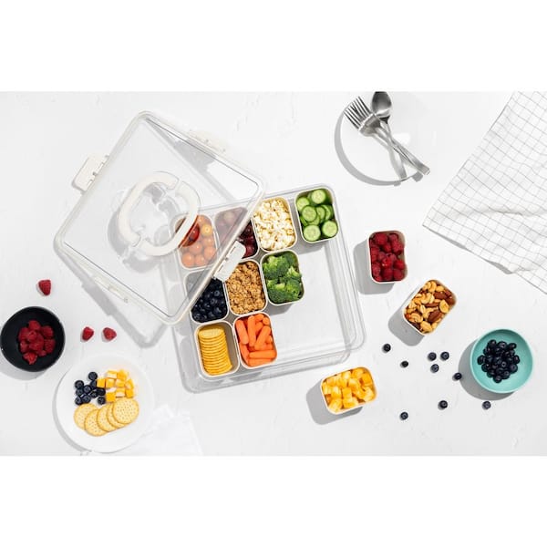 White 13 Section Snackle Box with Handles