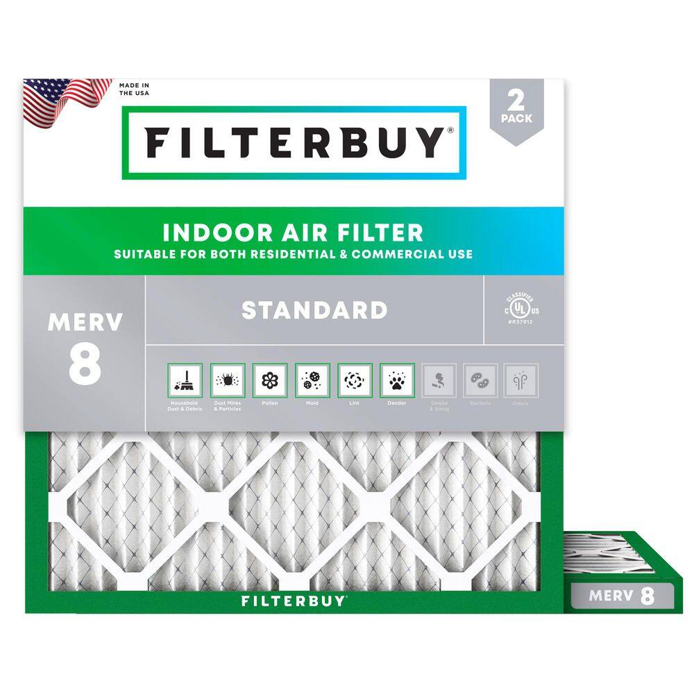 14 in. x 14 in. x 1 in. MERV 8 (FPR 5) Dust Defense Pleated HVAC AC Furnace Air Filters Replacement (2-Pack) price history on PriceWatchPro