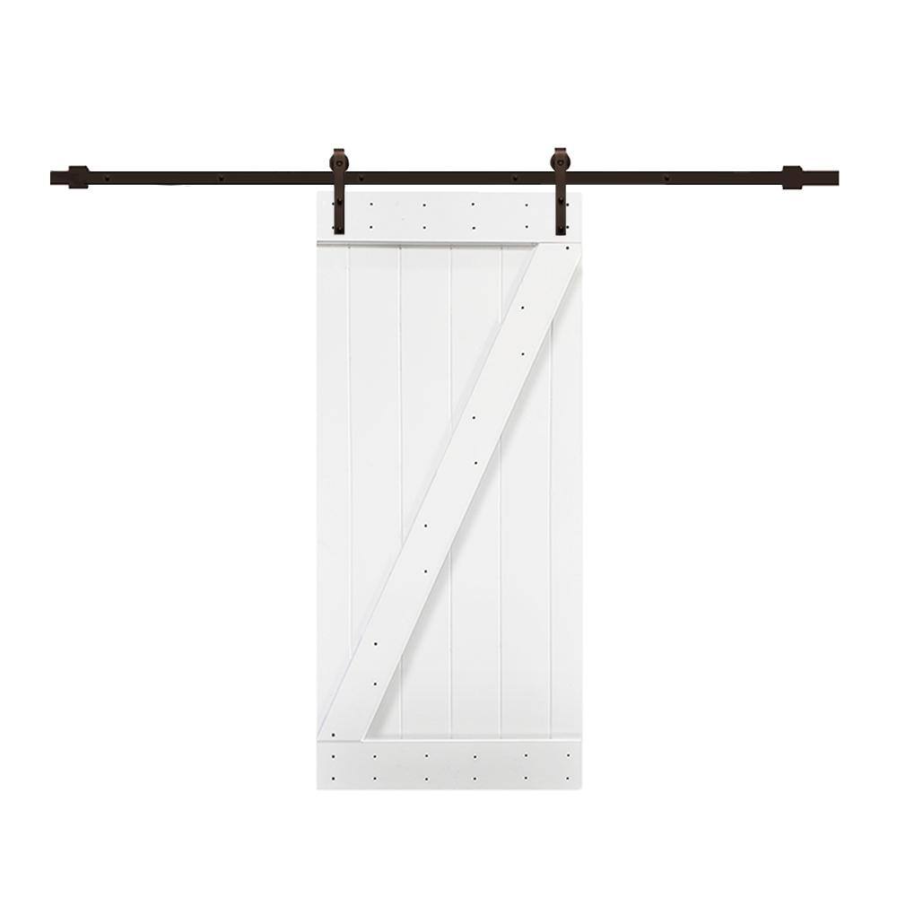 Z Series 24 in. x 84 in. Pure White Knotty Pine Wood Interior Sliding Barn Door with Hardware Kit price history on PriceWatchPro