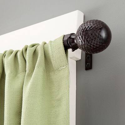 Woven Ball 28 in. - 48 in. Adjustable 5/8 Single Standard Decorative Window Curtain Rod in Weathered Brown