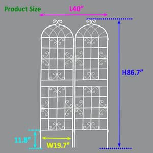 2-Pack 86.7 in. x 19.7 in. Metal Garden Trellis Outdoor Rustproof Flower Support for Climbing Plants, Cream White