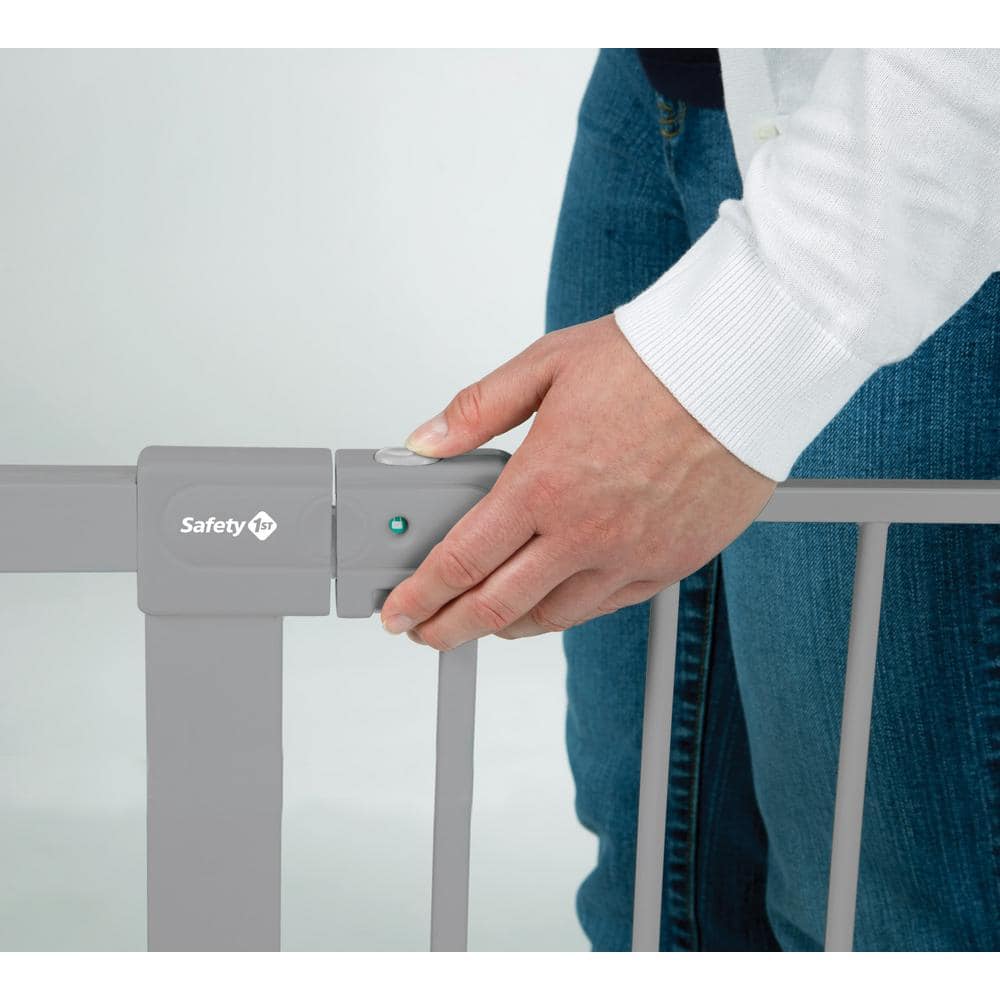 Gray Metal Pressure Mounted Auto-Close Safety Gate