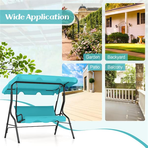Costway 3 Seats Canopy Patio Swing Glider Hammock Cushioned