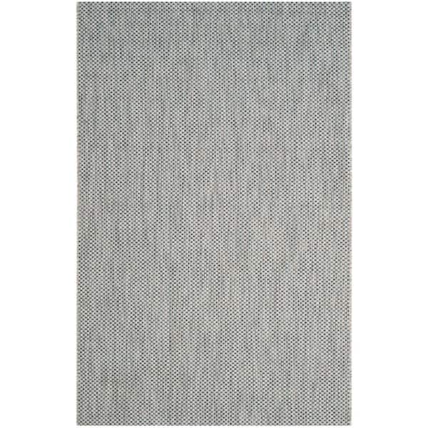 SAFAVIEH Courtyard Gray/Navy 7 ft. x 10 ft. Solid Indoor/Outdoor Patio  Area Rug