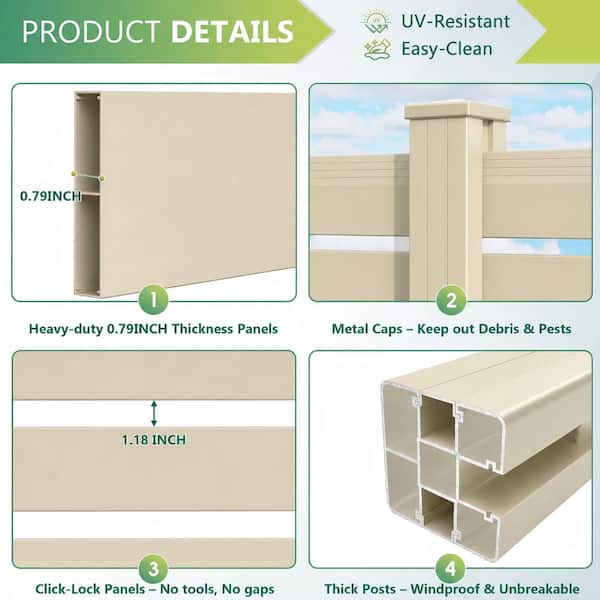 mondaria 6 ft. H x 6 ft. W Sandstone Cream Aluminum Horizontal