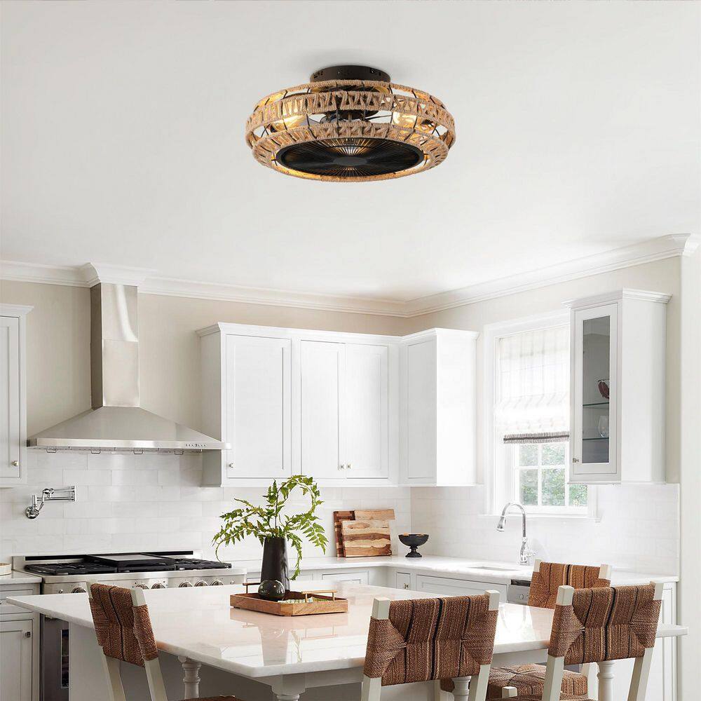 20 in. Vintage Rope Flush Mount Ceiling Fan with Light, Remote Control, 6-Speed Adjustable Airflow (Bulbs Not Included) price history on PriceWatchPro
