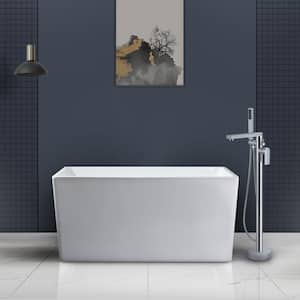 39 in. Contemporary Design Acrylic Flatbottom Soaking Tub Freestanding Bathtub in White