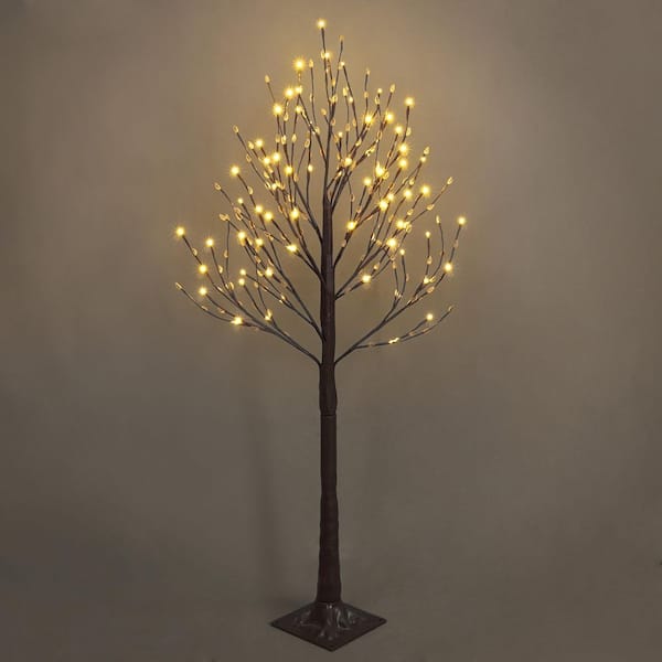 4 ft. Brown Pre-Lit LED Willow Lighted Twig Tree Artificial Christmas Tree with 72 Warm White LED Light
