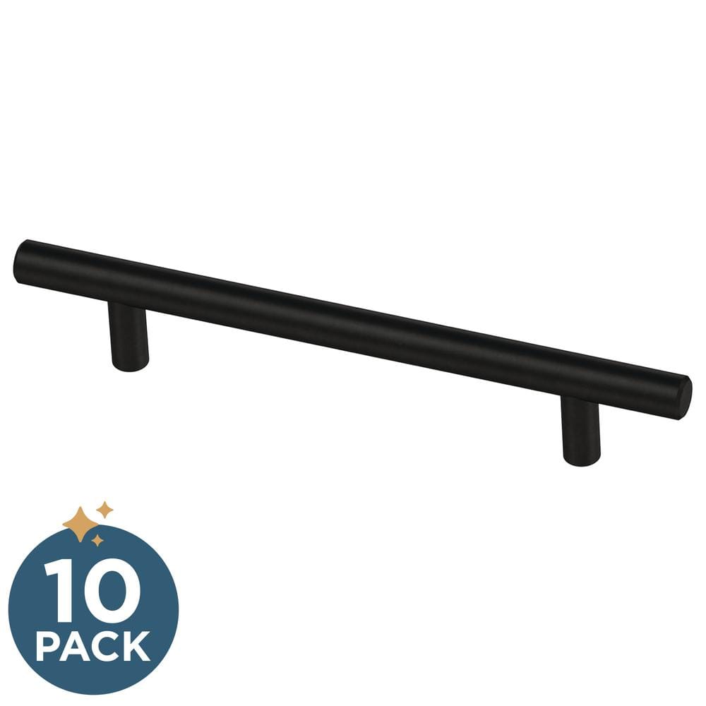 10-Pack Simple Bar 5-1/16 in. (128 mm) Modern Matte Black Cabinet Drawer Pu