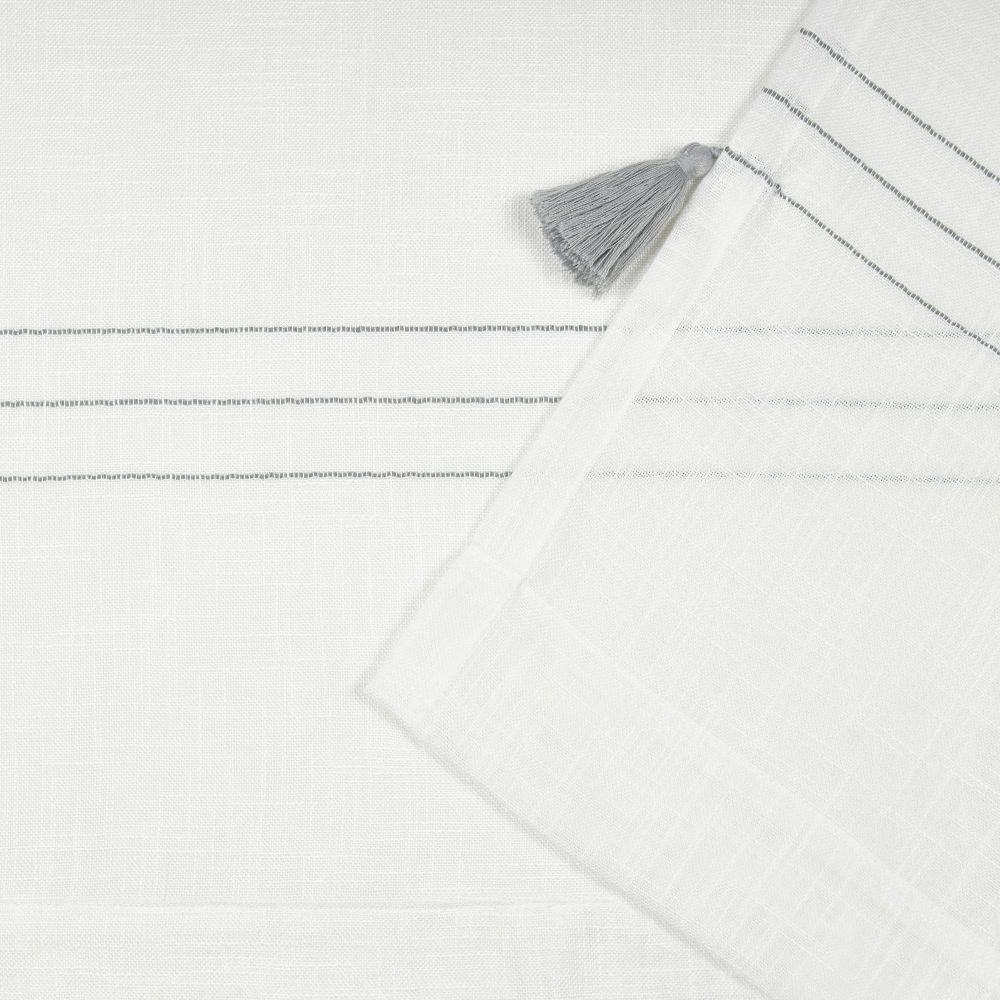 Gray Light Filtering Linen-Blend Curtain Panel with Tassels